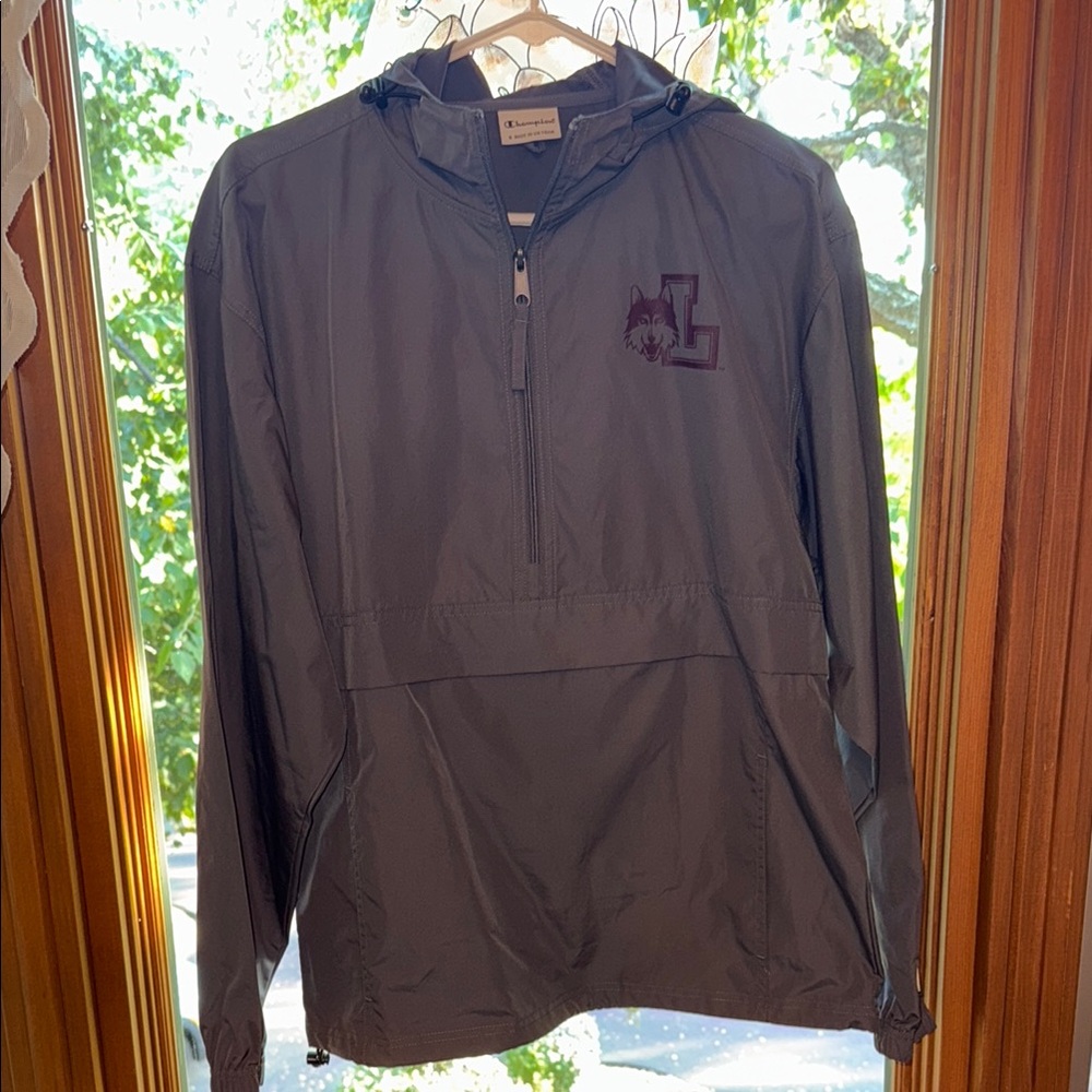 Champion Gray Hooded Pullover (Loyola uni)